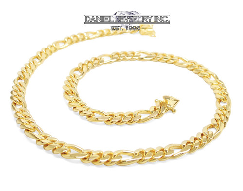 10mm Miami Figaro Cuban Link 10k Solid Chain