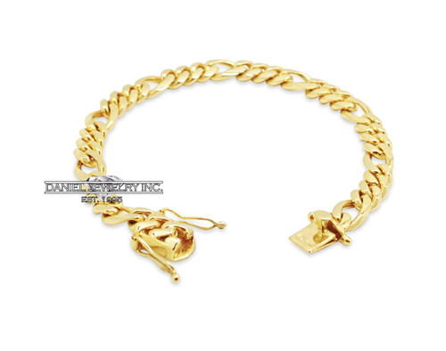 7mm Miami Figaro Cuban Link 18k Solid Bracelet