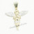 New Angel Semi Ice Yellow Gold 1 5/8" White Diamond .37ct 10k Small Pendant Mini Charm