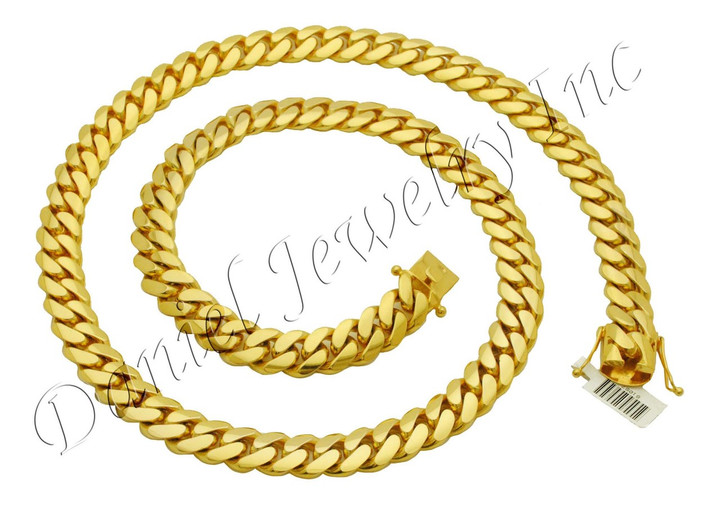 14mm Miami Cuban Link 18k Solid Chain