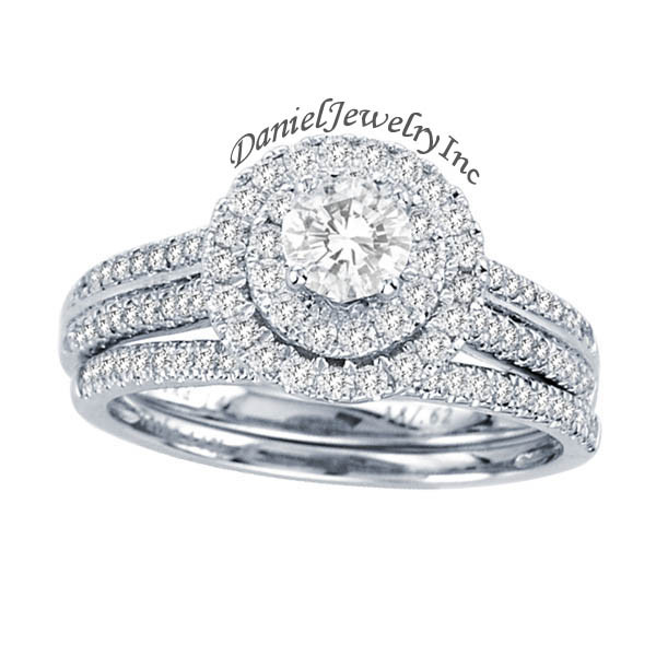 New Bridal Ladies 1.00ct Halo Diamond Wedding Ring White Gold 14k