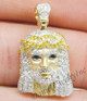 New Jesus Piece Head Face Yellow Gold 1" White Diamond .70ct 10k Micro Pendant