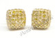 Mens Ladies Earring 10k Yellow Gold Canary Diamond .55ct Pave Stud Square Custom