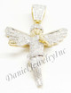 New Angel Ice Yellow Gold 1 3/4" White Diamond 1.37ct 10k Small Pendant Mini Charm