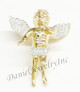 New Angel Semi Ice Yellow Gold 1" White Diamond .60ct 10k Micro Pendant Mini Charm