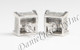 Mens Ladies Earring 10k White Gold White Diamond 1ct Pave Stud Square Custom