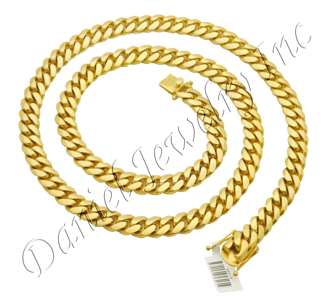11mm Enamel Cuban Link Necklace Chain Orange/Gold 20 inch