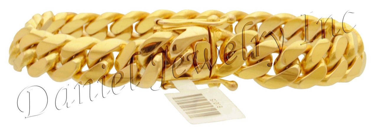 12mm Two-Row Cuban Link Bracelet, 14K Gold