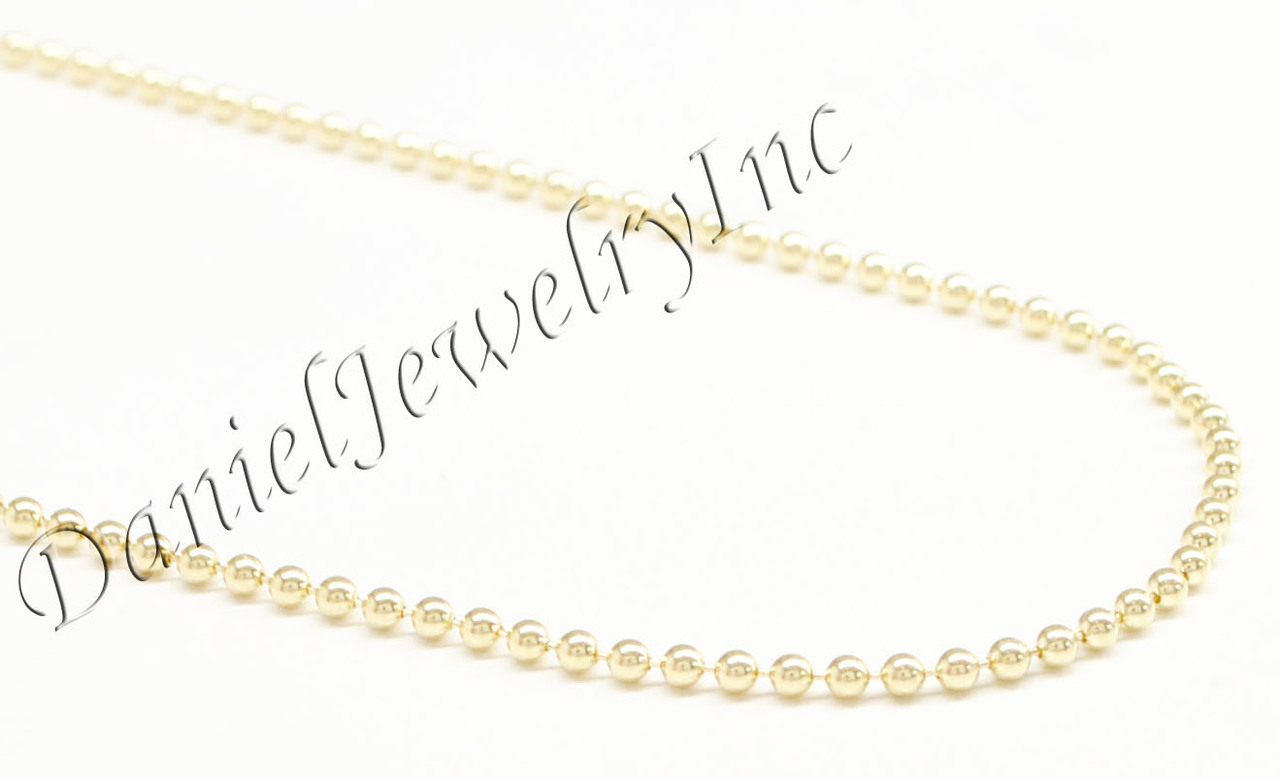 Ball Bead Solid Chain 32" 30" 28" 26" 24" 10k gold 2mm 10.2g Link Yellow