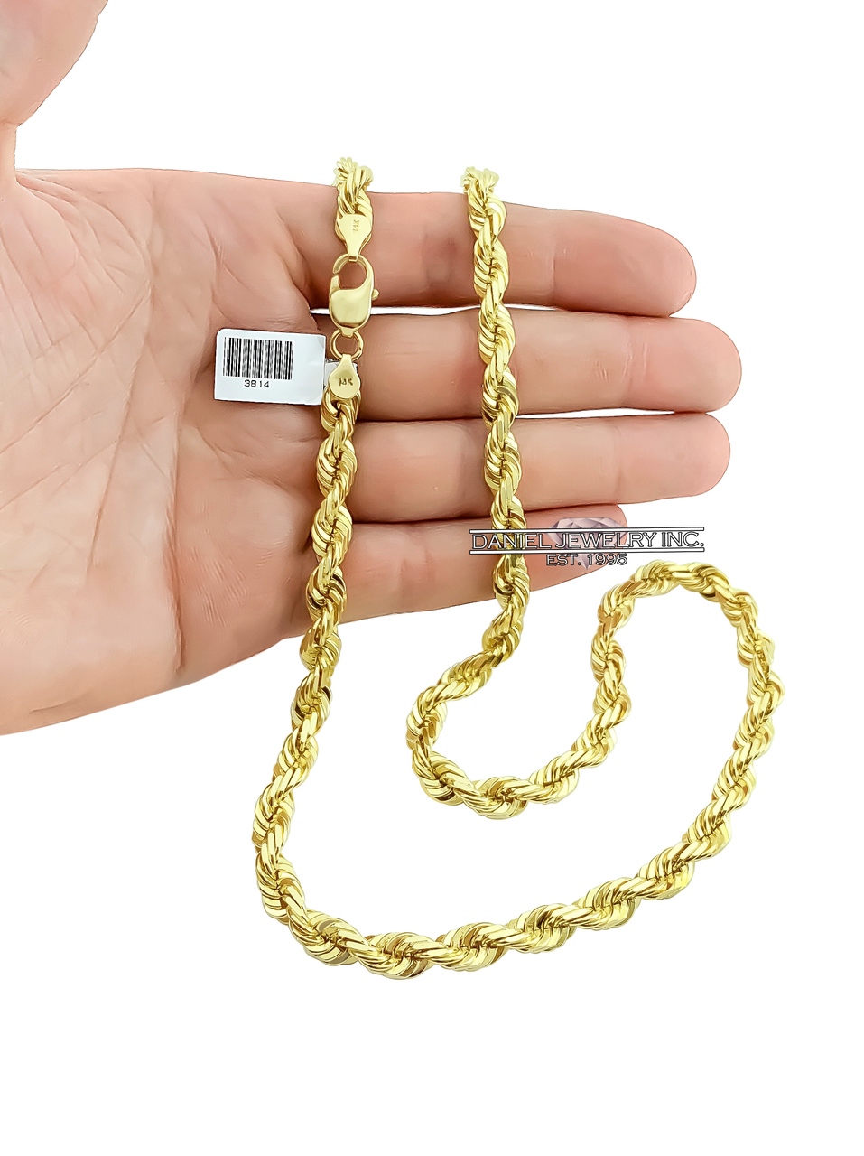 14K 6mm Solid Yellow Gold Rope Chain. Classic Rope Chain. Mens Gold Chain.