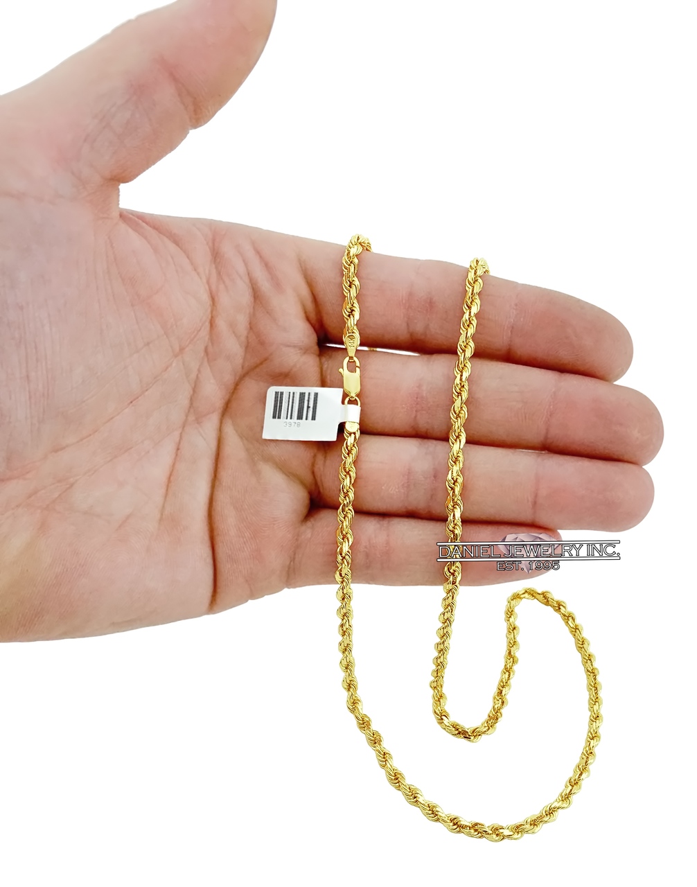 10K Yellow Solid Diamond Cut Rope Chain | LoveBling 4mm / 22 / Yes