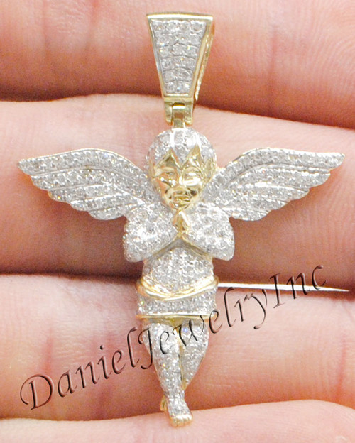 new top jewelry 14k エンジェルチャーム New Angel Ice Yellow Gold 1 5/8
