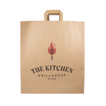 Papier Tragetaschen flach gefalteter Griff braun XL (A3) 32 x 15 x 42 cm 2-seitig