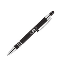 Personalisiertes Kugelschreiber-Set – 20 Stück Mit Lasergravur, Aluminium, Schwarz, Blau Schreibend, Wunschtext Bis 50 Zeichen