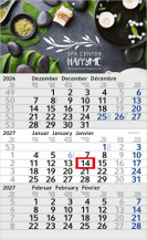 Basic 3-Monats-Wandkalender 3 Sprachen