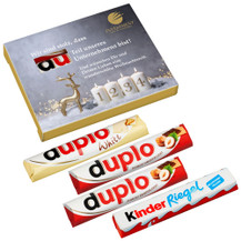 4er Advents- Duplo-Pack , 2x Duplo klassisch, 1x Duplo weiß
und 1x Kinder Riegel 4er Advents- Duplo-Pack , 2x Duplo klassisch, 1x Duplo weiß
und 1x Kinder Riegel