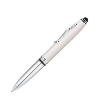 Crowne 3-Funktionen hochwertiger Kugelschreiber aus Metall mit Licht & Stylus