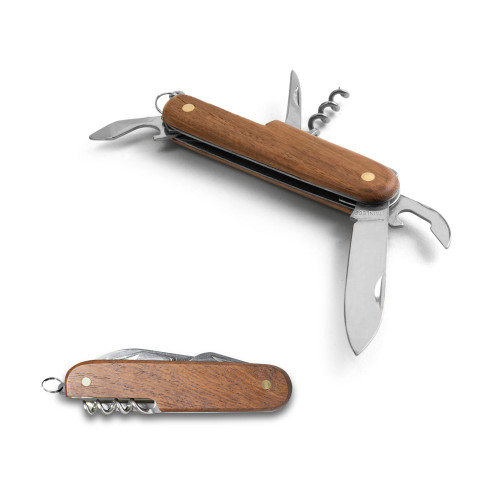 BELPIANO. Multifunctional Pocket Knife Made of Stainless Steel and Wood