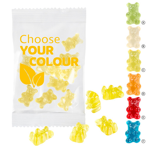 Ourson gommeux promotionnel VEGAN 1 couleur, 15 g, sachet compostable