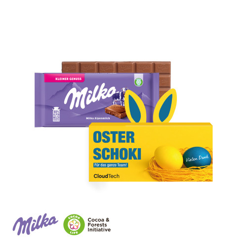 Tablette de chocolat Milka avec oreilles de lapin