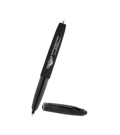 Keeper Soft-Touch Kugelschreiber aus Metall mit Licht, Stylus & einfarbigem Aufdruck