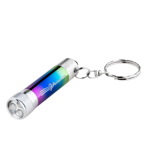 Porte-clés iridescent avec lampe de poche à 3 LED en aluminium