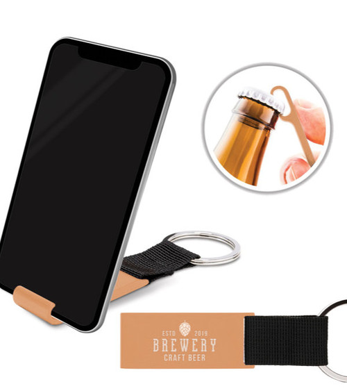 FABRIC Keyring with Phone Stand & Bottle Opener