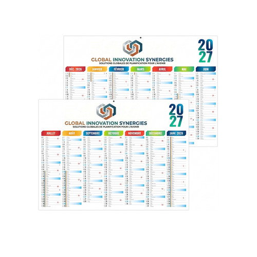 Calendrier bancaire grand multicolore
