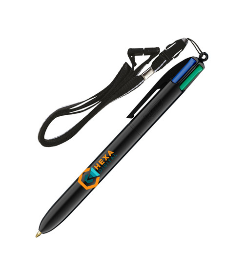 BIC® 4 Farben Kugelschreiber mit Lanyard