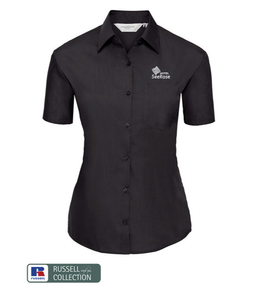 RUSSELL Bluse Poplin Kurzarm - bestickt