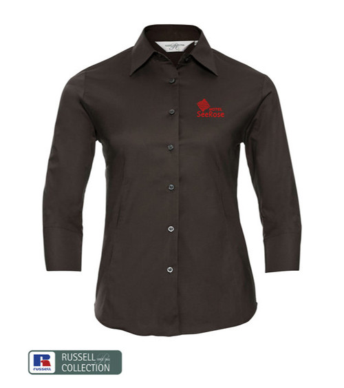 RUSSELL Fitted Bluse 3/4 Arm 140 g/m² - bestickt