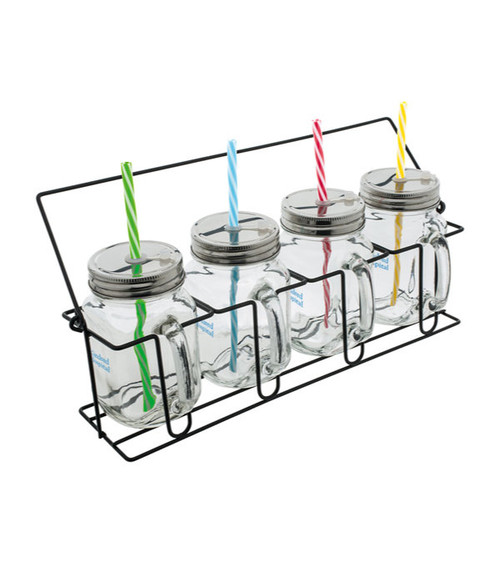 ARACUJA Glass Mug Set with Straws 350 ml
