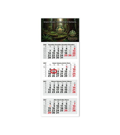 Post calendrier mural 4 mois 10 langues