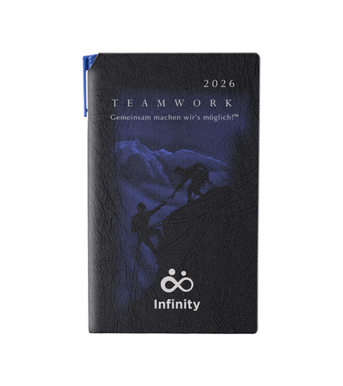 Taschenkalender Teamwork Peak Blau Mountains mit Kugelschreiber & Haftnotizen