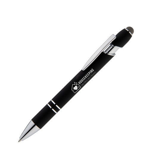 Arden XL Soft-Touch Kugelschreiber aus Metall mit Stylus - mit Herz des Hauses - Logo