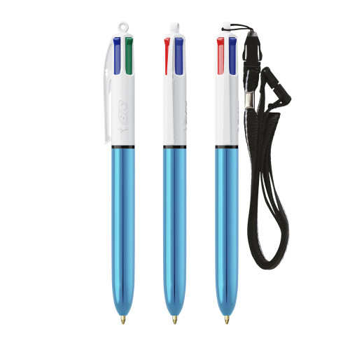 BIC® 4 Colours Shine Stylo à bille + Lanyard