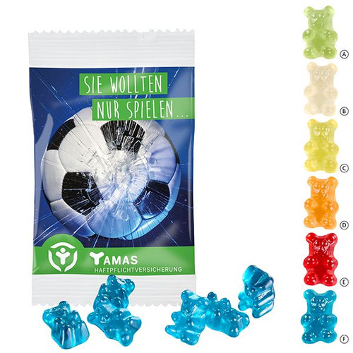 Solid Color Premium Gummy Bears 15 g, Compostable Bags