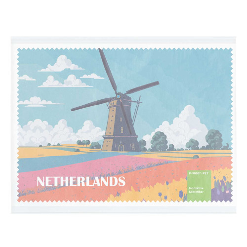 Chiffon de nettoyage pour lunettes POLYCLEAN rPET 21x15 cm dans une pochette en papier cristal, Forfait tout compris