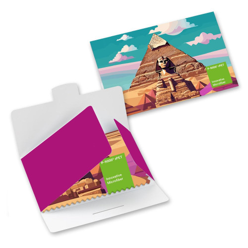 Chiffon de nettoyage pour lunettes POLYCLEAN rPET 30x20 cm dans un étui en papier, Forfait tout compris