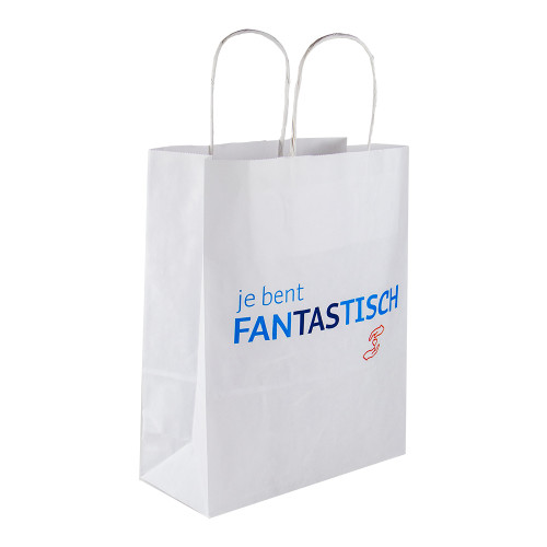 Papier Tragetaschen gedrehter Griff weiss L (B4) 26 x 12 x 35 cm 2-seitig