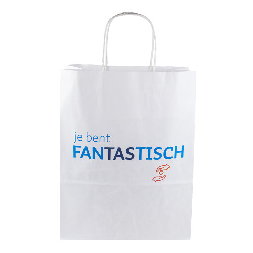 Papier Tragetaschen gedrehter Griff weiss XXL (A2) 44 x 14 sx 50 cm