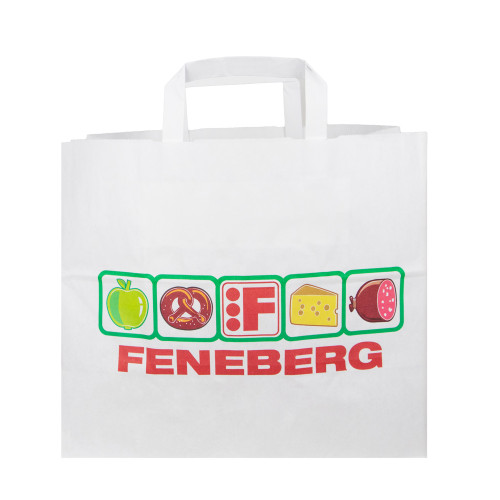Snacktaschen gefalteter Griff weiss  L (B4) 26 x 17 x 26 cm 2-seitig
