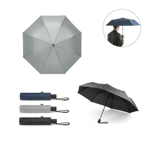 CIMONE. Parapluie pliable en polyester recyclé (100% rPET) 190T Pongé avec ouverture automatique