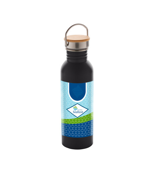 Trinkflasche aus Edelstahl mit Bambusdeckel 700 ml