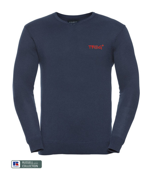 RUSSELL Collection Sweatshirt mit V-Ausschnitt Herren 275 g/m² - bestickt