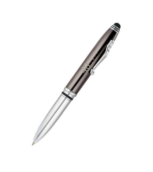 Crowne 3-Funktionen hochwertiger Kugelschreiber aus Metall mit Stylus & Licht - 40. Jubiläum Sterne Logo