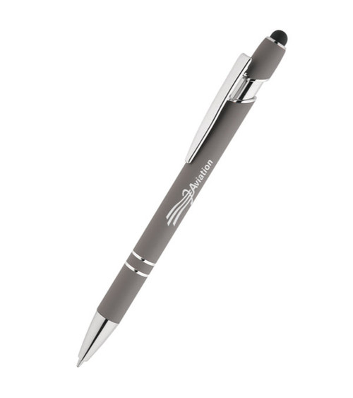 Arden Soft-Touch Kugelschreiber mit Stylus & einfarbigem Aufdruck
