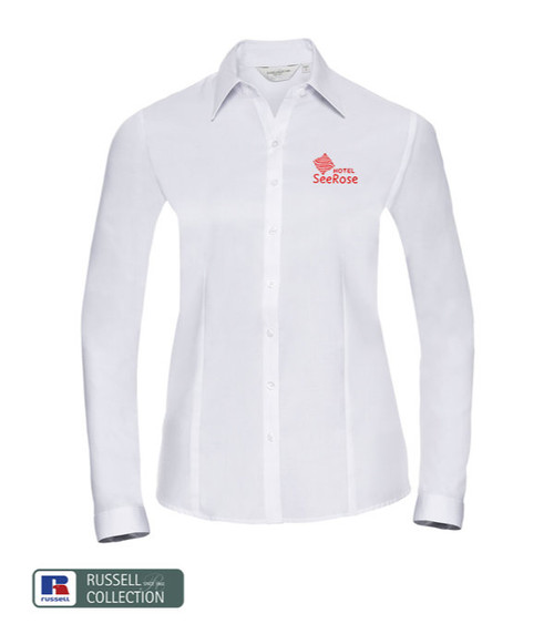 RUSSELL Herringbone Bluse Langarm 130 g/m² - bestickt