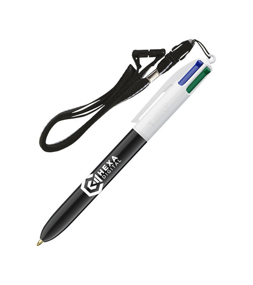 BIC® 4 Farben Soft-Touch Kugelschreiber mit Lanyard