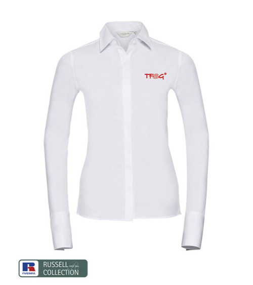 RUSSELL Ultimate Stretch Bluse Langarm 130 g/m² - bestickt